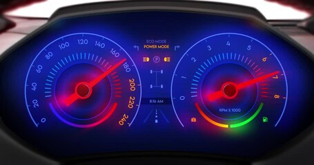 Leinwandbilder - Ultimate Racing Car Dashboard. Pilot Pushing The Limits Of V8 Engine In Flames. Tachometer Showing Extreme Performance. Technology And Industry Related 3D Animation.
