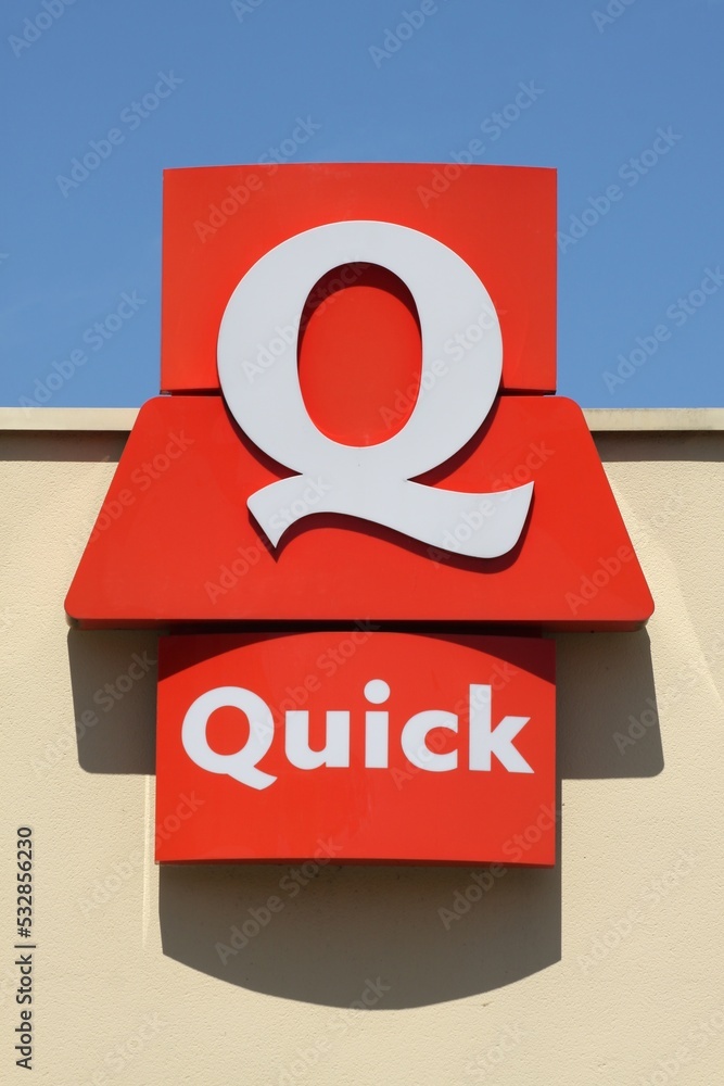 Nancy, France - May 18, 2015: Quick fast food sign on a wall. Founded ...