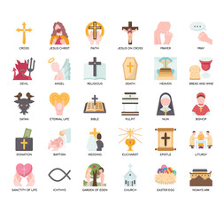 set of christianity thin line icons for any web and app project.