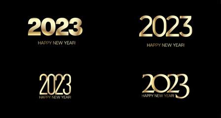 Wall Mural - 2023 Happy New Year Card Design. Winter Holiday Celebration Poster.