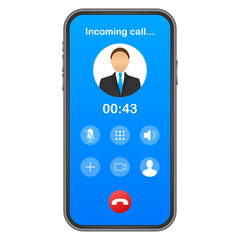 Wall Mural - smartphone with incoming call on display. incoming call. stock illustration.