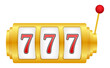 Retro banner for game background design. Winner banner. Slot machine with lucky sevens jackpot.  stock illustration.