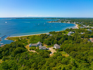 Wall Mural - Englewood Beach aerial view at Lewis Bay in West Yarmouth, Cape Cod, Massachusetts MA, USA. 