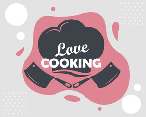 Poster - love cooking lettering restaurant