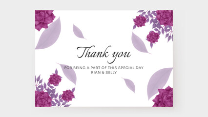 Wall Mural - Elegant wedding invitation, thank you card with watercolor purple flower