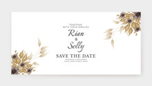 Wedding Invitation Banner With Watercolor Brown Flower