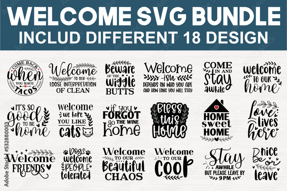Vector de Stock welcome svg bundle,welcome svg design,welcome home svg ...