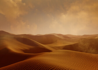 Wall Mural - sand dunes sahara desert at sunset