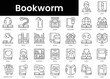 Set of outline bookworm icons. Minimalist thin linear web icon set. vector illustration.