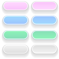 Poster - 3D multicolored buttons collection, oval rectangle icons vector illustration set.