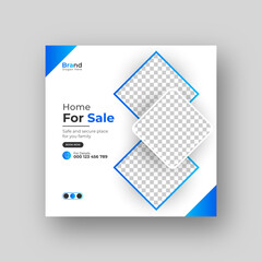 Real estate house social media Instagram post or web banner template	