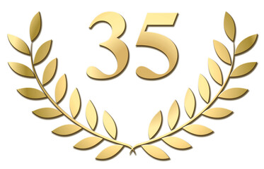 Wall Mural - Gold laurel wreath 35 PNG isolated on a white background	