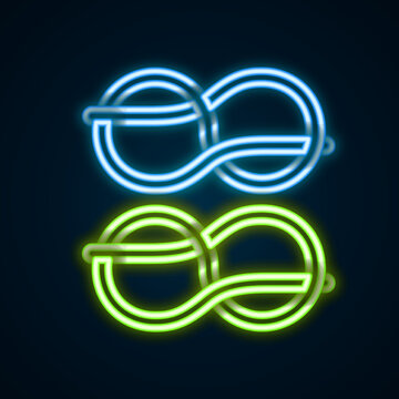 Glowing neon line Nautical rope knots icon isolated on black background. Rope tied in a knot. Colorful outline concept. Vector