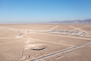 Aerial view of a sinkhole in a farming area at Konya, Turkey