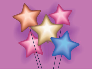 Wall Mural - balloons helium colorful stars