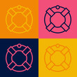 © Iryna - Pop art line Lifebuoy icon isolated on color background. Lifebelt symbol. Vector