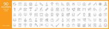 Set Of 90 Halloween Icons. Outline Thin Line Icons. Collection Of Perfectly Thin Icons For Web Design, App, Poster, Flyer And Modern Projects