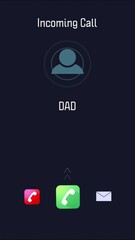 Leinwandbilder - Phone call from dad, screen and digital communication contact icons, 5g networking and mobile connection. Background of smartphone voice calling, technology design and ui graphic on talk user system