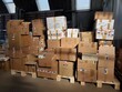 Boxes with humanitarian aid for Ukraine in volunteer centre warehouse
