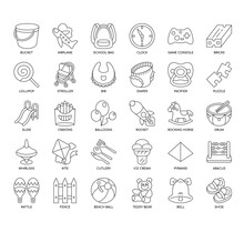 Set Of Kindergarten Thin Line Icons For Any Web And App Project.