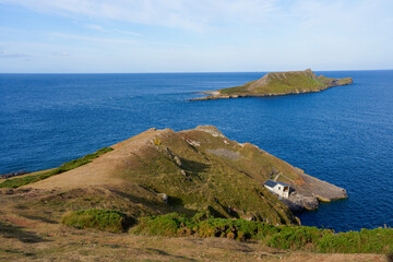 Poster - On Rhossili Point looking across to the Worms Head.