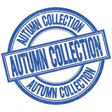 AUTUMN COLLECTION Written Word On Blue Stamp Sign