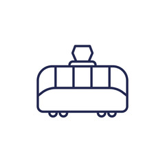 Sticker - tram icon, line vector, side view