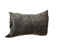 Old And Dirty Sack That Contains Coals Inside, Isolated On White Background. Concept : Natural  Materials That Use To Be Container And Can Decompose Naturally For Environment.       