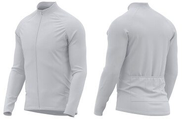 Wall Mural - Cycle Jersey Long sleeve with full cover zipper at the front ( 3d rendered ) White