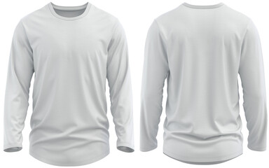 T-shirt round neck and hem long sleeve. jersey fabric texture ( 3d rendered ) White