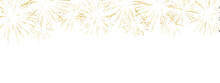 Golden Firework Texture, Thin Brush Stroke Lines. Isolated Png Illustration, Transparent Background. Wide Panorama Design Element For Overlay, Montage, Collage. Happy New Year Concept.