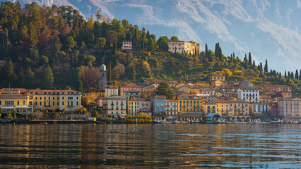 Wall Mural - Bellagio , Coastal town at Lake Como , Lombardy , during autumn , winter sunny day : Lake Como , Italy : December 7 , 2019