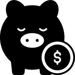 Sticker - piggy bank solid line icon