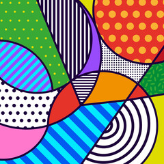 Wall Mural - Pop Art vector image. Pop-art geometric colourful.Color splash abstract background for design.