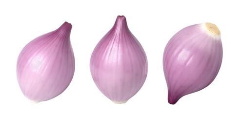 Canvas Print - Onions (shallots) isolated on white background,  Onions (shallots) macro studio photo, set