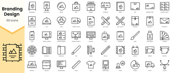 Simple Outline Set ofBranding Design icons. Linear style icons pack. Vector illustration