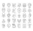 Set of work life balance thin line icons for any web and app project.
