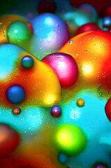 Wall Mural - abstract colorful backdrop. color balls of paint flowing in liquid water and oil background. mixing 
