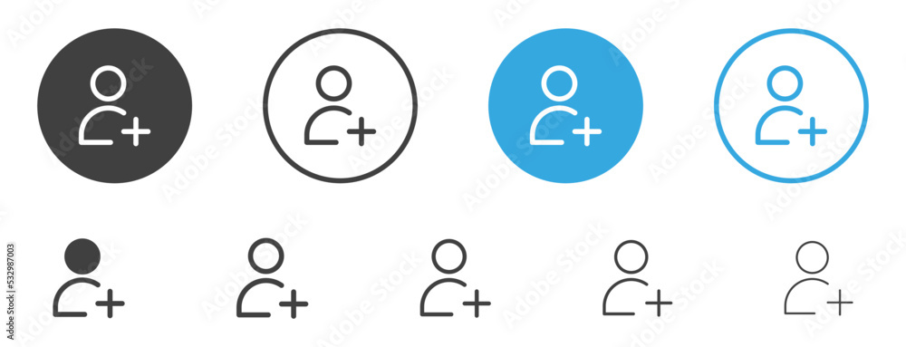 Add new user icon vector male person profile avatar with plus symbol ...