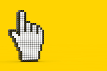 Poster - Pixel Hand Cursor Icon. 3d Rendering