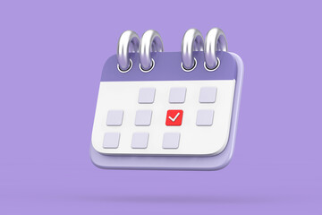 Fototapete - Cartoon Icon Calendar. 3d Rendering