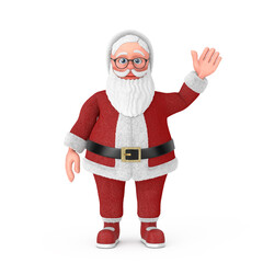 Poster - Happy Christmas and New Year Greeting Concept. Cartoon Cheerful Santa Claus Granpa with Hand Up. 3d Rendering
