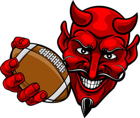 Poster - Devil American Football Sports Mascot Cartoon