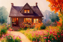 Painting With A House, Flower Beds.