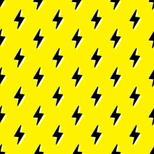 Thunder Vector Seamless Pattern, Wallpaper. Bolt Symbol Pattern. Yellow  Seamless Pattern With Electric Lightning Bolts.