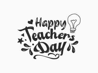 Happy teachers day vector illustration Calligraphy design with decorative doodle celebration