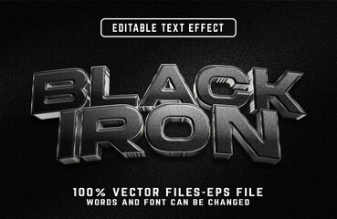 black iron 3d realistic text effect premium vectors