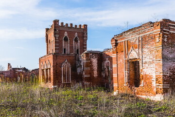 Wall Mural - 
Neo-Gothic ruined manor of Baron von Launitz in the Ryazan region, Russia