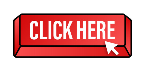 Wall Mural - click here button with hand pointer clicking. stock illustration