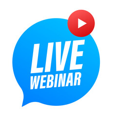 Wall Mural - live webinar button, icon, emblem label illustration